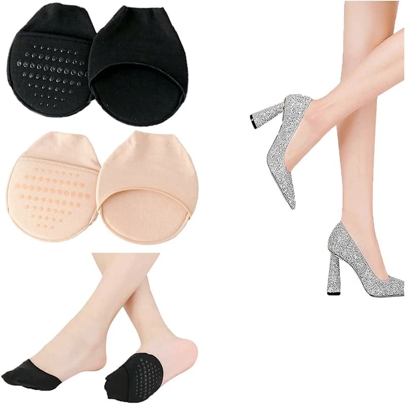 Half Forefoot Socks for Women, Invisible Foot Cushion Socks, Seamless Toe Topper Liner, Non-Slip Sponge, High Heels