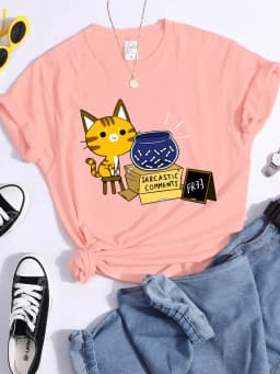 Sarcastic Comments Kawaii Cat T-Shirt Women Fashion Casual T Shirts Street Hip Hop Crop Top Cool Sport Breathable Female Tshirts