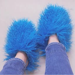 New Fluffy Long Hair Slippers Pink Sheep Fur Slippers Winter Women Plush Flat Shoes Outdoor Indoor Slippers Mongolian Fur Slides
