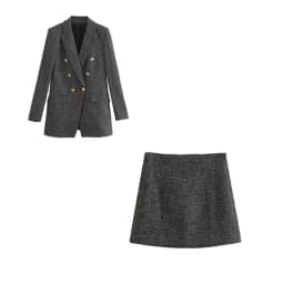 ZEVITY Women Vintage Notched Collar Houndstooth Pattern Tweed Woolen Blazer Coat Female Outerwear Chic Suits Veste Tops CT2994