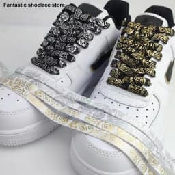 High Quality Cashew Flowers Shoelaces Women Gilding Men Red Black Hand-painted Sports Casual Basketball Shoes Laces 100/120/140
