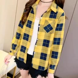 UHYTGF Spring Summer Shirt Women's Long-Sleeved Plaid Thin Tops Female Single Breasted Casual Students Shirts And Blouses 2471