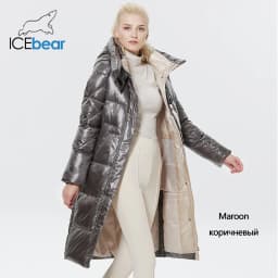 ICEbear 2023 Winter Fashionable Jacket Women's Hooded Warm Parkas Bio Fluff Parka Hight Quality Female Quilted Coat GWD20155D