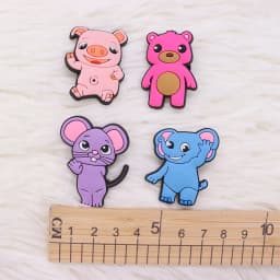 1-14Pcs Cartoon Anime Cat Monkey Mouse Bear Pig Animals PVC Shoe Charms Designer Decorations Clog Fit Wristbands