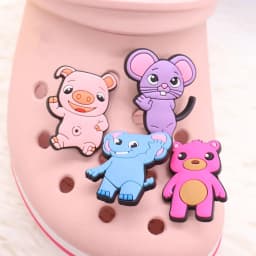 1-14Pcs Cartoon Anime Cat Monkey Mouse Bear Pig Animals PVC Shoe Charms Designer Decorations Clog Fit Wristbands