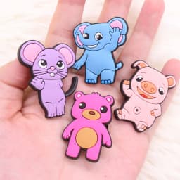 1-14Pcs Cartoon Anime Cat Monkey Mouse Bear Pig Animals PVC Shoe Charms Designer Decorations Clog Fit Wristbands