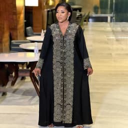 Africa Women's Dress Luxury Robe Dress Loose Fashion V-Neck Diamond Long Sleeve