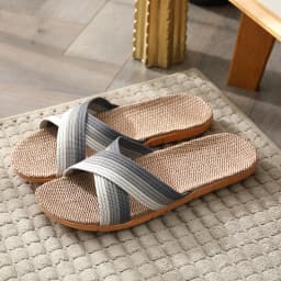 Men Shoes Slippers Linen Home Indoor Open Toe Flat Shoe Beach Slippers Striped Spliced Rubber Sandals Zapatillas Hombre
