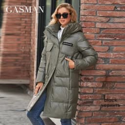 GASMAN Winter Down Jacket Women Warm Long Classic zipper Belt Design Pocket Hooded Slim Parkas Female Coat MG-81037