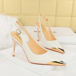 BIGTREE Metal Pointed toe High Heels Slingback Snake Grain Women Pumps 10cm Wedding Party Dress Lady Office PATCHWORK Sandals