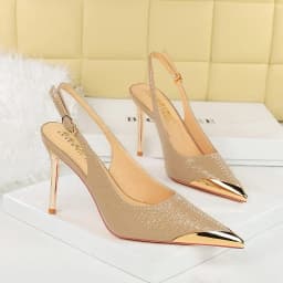 BIGTREE Metal Pointed toe High Heels Slingback Snake Grain Women Pumps 10cm Wedding Party Dress Lady Office PATCHWORK Sandals