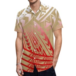 2023 New Style Samoan Puletasi Polynesian Tribal Dress Bat Sleeve Tops Long Fishtail Skirt Set Match Mens Shirts