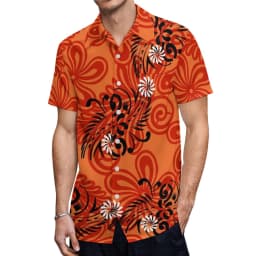 2023 New Style Samoan Puletasi Polynesian Tribal Dress Bat Sleeve Tops Long Fishtail Skirt Set Match Mens Shirts