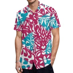 2023 New Style Samoan Puletasi Polynesian Tribal Dress Bat Sleeve Tops Long Fishtail Skirt Set Match Mens Shirts
