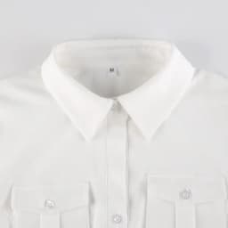 Skinny Uniform Short Sleeve Shirts Women Korean Turndown Collar Pockets White T-Shirt Slim Fit Single-Breasted OL Woman Clothes