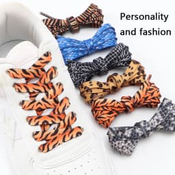 1Pair Animal Pattern Shoelaces Flat Sneakers Shoe Laces Tiger/Snake/Leopard Print Shoelace Outdoor Hiking Sports Shoes Strings