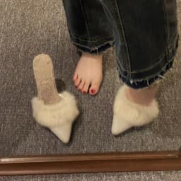 High Heel Fur Mule Slides Woman Elegant Pointed Toe Furry Slippers Ladies Luxury Plush Evening Party Pump Shoes