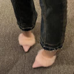 High Heel Fur Mule Slides Woman Elegant Pointed Toe Furry Slippers Ladies Luxury Plush Evening Party Pump Shoes