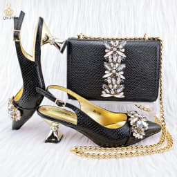 QSGFC Italian Design Classic Noble Shoes Matching Solid Bag African Fashion Embossed Style Shoes Bag