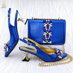 QSGFC Italian Design Classic Noble Shoes Matching Solid Bag African Fashion Embossed Style Shoes Bag