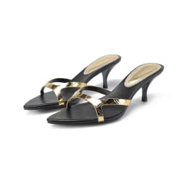 LM Brand Fashion Women's Slippers Summer Plus Size 35-43 Women's High Heels Genuine Leather Pointed Open Toe Sexy Party Shoes