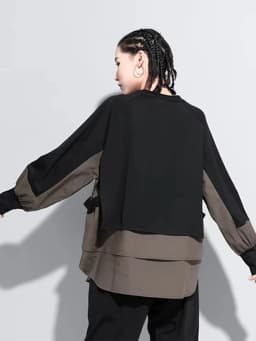 Amax luluE European Autumn Fashion Loose Sweatshirts Womens Vintage Fake Two Piece Hoodies Ladies Casual Oversized Punk Clothes