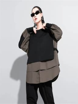 Amax luluE European Autumn Fashion Loose Sweatshirts Womens Vintage Fake Two Piece Hoodies Ladies Casual Oversized Punk Clothes