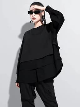 Amax luluE European Autumn Fashion Loose Sweatshirts Womens Vintage Fake Two Piece Hoodies Ladies Casual Oversized Punk Clothes