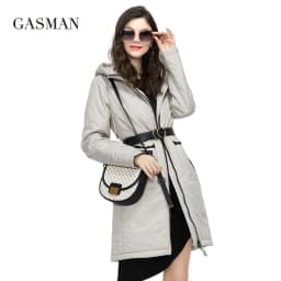 GASMAN 2022 New Spring Autumn Jacket Trench coat women long parka Thin Cotton Fashion Warm high quality women's jackets 81872