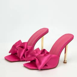 Fashion Party Metal High Heels Slippers Female Silk Butterfly-Knot Designer Gladiator Sandals Open Toe Summer Women Shoes Pumps