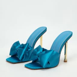 Fashion Party Metal High Heels Slippers Female Silk Butterfly-Knot Designer Gladiator Sandals Open Toe Summer Women Shoes Pumps