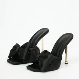 Fashion Party Metal High Heels Slippers Female Silk Butterfly-Knot Designer Gladiator Sandals Open Toe Summer Women Shoes Pumps