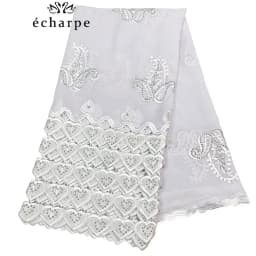 Luxury Scarf High Quality 100% Cotton Dubai African Women Islamic Scarf LOVE Pattern Embroidery Chemical Lace Scarf 2 Color