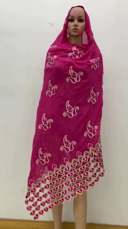 Luxury Scarf High Quality 100% Cotton Dubai African Women Islamic Scarf LOVE Pattern Embroidery Chemical Lace Scarf 2 Color