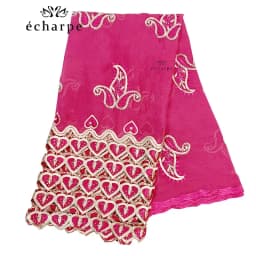 Luxury Scarf High Quality 100% Cotton Dubai African Women Islamic Scarf LOVE Pattern Embroidery Chemical Lace Scarf 2 Color