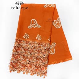 Luxury Scarf High Quality 100% Cotton Dubai African Women Islamic Scarf LOVE Pattern Embroidery Chemical Lace Scarf 2 Color