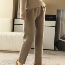 2022 Autumn/Winter New Women's High-Waisted Feet Pants 100% Pure Wool Casual Knitted Carrot Pants Trousers Tight Pants