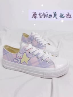 Amy and Michael Original Designers Sneakers Lovely Cute Girls Students Anime Hand Painted Canvas Shoes Casual Flat Trainers