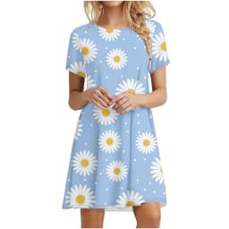 Floral Print Short Dresses For Women Elegant Mini Dress Woman Short Sleeve Vintage Dress Summer 2022 New Fashion Casual Clothing