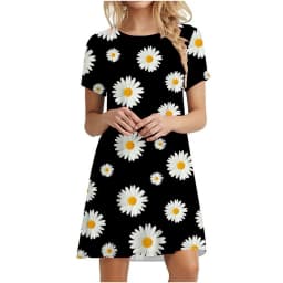 Floral Print Short Dresses For Women Elegant Mini Dress Woman Short Sleeve Vintage Dress Summer 2022 New Fashion Casual Clothing