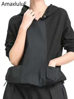 Amax luluE European Style Ladies Summer Black Sweatshirts Womens Leisure Punk Fashion Hoodies Hooded Vintage Oversized Clothes