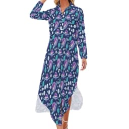 Vintage Moon Casual Dress Tarot Art Collage Aesthetic Dresses V Neck Trendy Chiffon Dress Long Sleeve Print Vestido Big Size 5XL