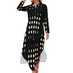 Vintage Moon Casual Dress Tarot Art Collage Aesthetic Dresses V Neck Trendy Chiffon Dress Long Sleeve Print Vestido Big Size 5XL
