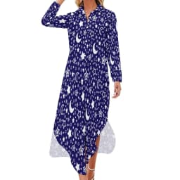 Vintage Moon Casual Dress Tarot Art Collage Aesthetic Dresses V Neck Trendy Chiffon Dress Long Sleeve Print Vestido Big Size 5XL