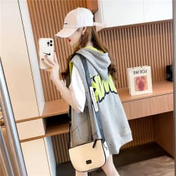 Women's Hooded Sweatshirt Vest Coat Can Be Worn on Both Sides Sleeveless Tops Korean Fashion Streetwear Loose Cotton Cardigan