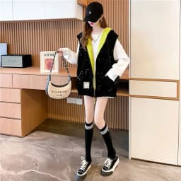 Women's Hooded Sweatshirt Vest Coat Can Be Worn on Both Sides Sleeveless Tops Korean Fashion Streetwear Loose Cotton Cardigan