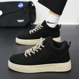 Men's Canvas Shoes Fashion Spring Solid High Top Vulcanized Shoes Men Flat Design Casual Sneakers Man Board Shoes