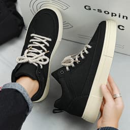 Men's Canvas Shoes Fashion Spring Solid High Top Vulcanized Shoes Men Flat Design Casual Sneakers Man Board Shoes