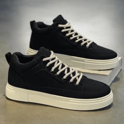 Men's Canvas Shoes Fashion Spring Solid High Top Vulcanized Shoes Men Flat Design Casual Sneakers Man Board Shoes