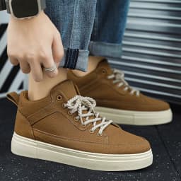 Men's Canvas Shoes Fashion Spring Solid High Top Vulcanized Shoes Men Flat Design Casual Sneakers Man Board Shoes